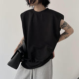 QDBAR Rolled Shoulder Pads Sleeveless Tank Top