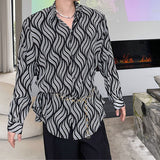 QDBAR Geometric Pattern Loose Long Sleeve Shirt