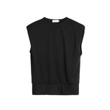 QDBAR Rolled Shoulder Pads Sleeveless Tank Top