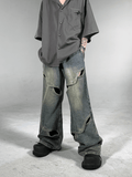QDBAR [ASHDARK] metal buckle washed straight jeans NA839