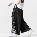 QDBAR Cotton and Linen Loose Embroidered Wide-leg Pants