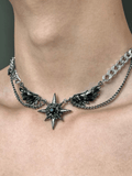 QDBAR [Chealimpid] Darkgemstone Diamonds Wings Design Necklace Na932