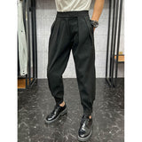 QDBAR Autumn and Winter Striped Pleated Casual Pants