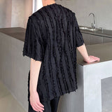 QDBAR Fringed V-Neck Short Sleeve Shirt