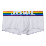 QDBAR  Men  Underwear Ice Silk transparent Mesh Homme Breathable Cuecas Masculinas Calzoncillos Hombre Slip Boxershorts