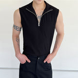 QDBAR Slim Fit Half-Zip Pullover Tank Top