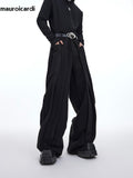 QDBAR Autumn Long Black Loose Warm Casual Flowy Wide Leg Woolen Pants Men High Waist Luxury Designer Korean Clothes 2025