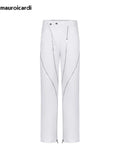 QDBAR Spring Autumn Cool Black Pencil Pants Men with Many Zippers Luxury Designer Clothing Trousers White Runway Fashion