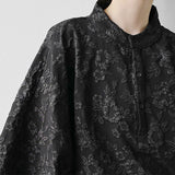 QDBAR Stand Collar Jacquard Sleeve Top