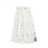 QDBAR Cotton and Linen Loose Embroidered Wide-leg Pants