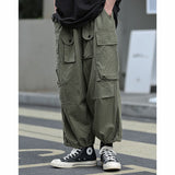 QDBAR Retro Multi-pocket Wide-leg Pants