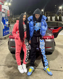 QDBAR Harajuku High Street Pattern Sweatpants Y2k Fashionstyle Couple Streetwear High Waist Wide Trouser Men Tracksuit Black Pants