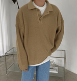 QDBAR 4146 Knitted Button-Up Shirt Sweater