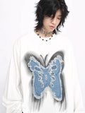 QDBAR 【Mz】washed Butterfly Long-Sleeved T-Shirt Na1475