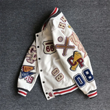 QDBAR American retro jacket for men Y2K letter flocking embroidery 2025 new couple casual top street hip-hop popular baseball uniform