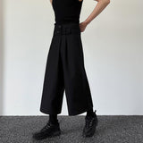 QDBAR Dark Belt Cropped Wide Leg Pants