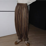 QDBAR Retro Striped High-waist Casual Pants