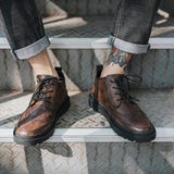 QDBAR Vintage High-Top Leather Shoes