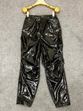 QDBAR Spring Colored Loose Shiny Reflective Patent Faux Leather Harem Pants Men Luxury Designer Y2K Clothes Trousers 2025