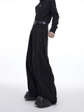 QDBAR Autumn Long Black Loose Warm Casual Flowy Wide Leg Woolen Pants Men High Waist Luxury Designer Korean Clothes 2025