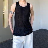 QDBAR Thin Sheer Crew Neck Tank Top