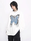 QDBAR 【Mz】washed Butterfly Long-Sleeved T-Shirt Na1475