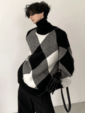 QDBAR [Autumnwind] Black And White High-End Design Turtleneck Sweater Na673