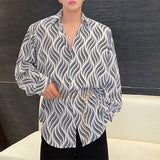 QDBAR Geometric Pattern Loose Long Sleeve Shirt