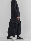 QDBAR Functional Nine-point Pleated Wide-leg Pants