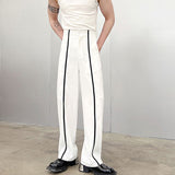 QDBAR Black White Webbing Contrast Pants