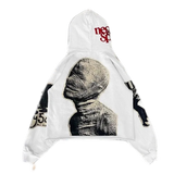 QDBAR 90s Streetwear Oversized Gothic Mummy Print Sweatshirt Hoodie Y2K Anime Hoodie Long Sleeve Pullover Retro Punk Men and Women Loose Streetwear