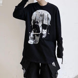 QDBAR Dark Skull Print Slim Fit Long Sleeve Top