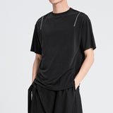 QDBAR Lace-up Zip-up Slit Casual T-shirt