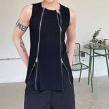 QDBAR Slim Fit Deconstructed Zip Panel Tank Top