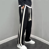 QDBAR Thickened Striped Slit Wide-leg Straight Pants