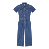 QDBAR Summer Short Sleeve Denim Jumpsuit