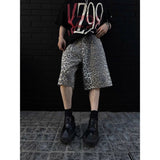 QDBAR American retro leopard print camouflage casual men shorts Y2k Trendy brand Harajuku straight leg men and women pants