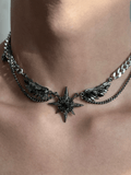 QDBAR [Chealimpid] Darkgemstone Diamonds Wings Design Necklace Na932