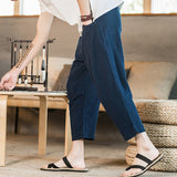 QDBAR Men's Summer Linen Loose Casual Pants