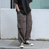 QDBAR Retro Multi-pocket Wide-leg Pants