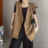 QDBAR Slanted Button Sleeveless Vest