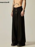 QDBAR Spring Autumn Long Loose Casual Black Baggy Wide Leg Pants Men with Colorful Buttons Luxury Designer Emo Clothing