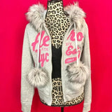 QDBAR With Harajuku Print Light Color Hoodies women Design Clothing Kawaii Clothes Street Leopard Print American Plush Jacket Y2K Tops