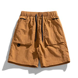 QDBAR Casual Solid Color Pocket Cargo Shorts