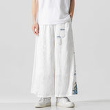 QDBAR Cotton and Linen Loose Embroidered Wide-leg Pants