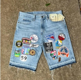 QDBAR Y2K American Retro High Street Wash Gradient Denim Shorts Men Summer New Dark Embroidery Stitching Jeans Shorts Unisex Tide