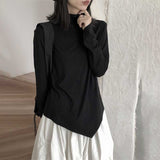 QDBAR Pile Neck Irregular Hem Tops