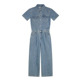 QDBAR Summer Short Sleeve Denim Jumpsuit