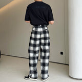 QDBAR Black and White Paneled Plaid Pants