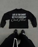 QDBAR 90s Streetwear New Clothes Men Womens Hip Hop Sweatshirt Long Sleeves Rhinestone Design American Street Simple Letters Loose Retro Leisure Tops